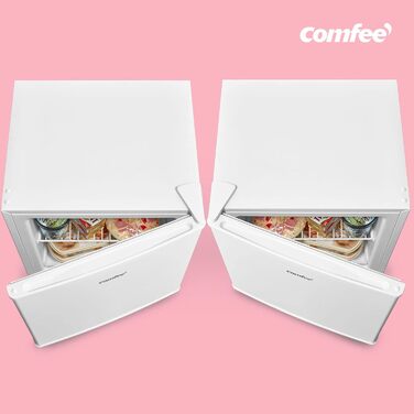 Mini холодильник Comfee RCD50WH2(E) 43L з відділенням для льоду, білий. Холодильник для кімнати та офісу, швидке охолодження, регулювання температури, енергоефективний (F)
