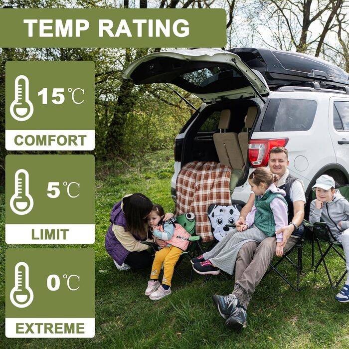 Cotton Flannel Double Sleeping Bag for Camping, Hiking - Queen Size 2 Person Waterproof Sleeping Bag for Adults & Teens - Lightweight (Green/Brown)