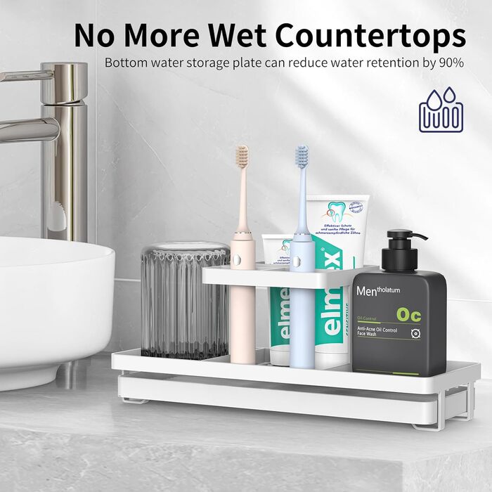 Bathroom Toothbrush Holder, 5 Slots, Carbon Steel, Toothbrush Holder, Electric Toothbrush & Toothpaste, Bathroom Countertop Accessory, Shower, Black