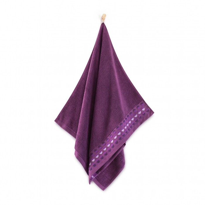 Великий банний рушник ZWOLTEX ZEN 2 з вишивкою, фіолетовий, 450г, 70x140см