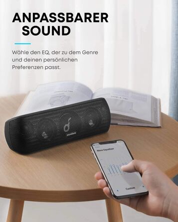 Soundcore Motion+ Портативна Bluetooth Колонка HiFi 30W, Глибокий Бас, IPX7, 12h, USB-C, App, Чорний