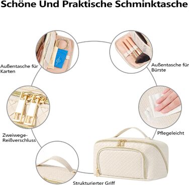 Косметичка для макіяжу велика водонепроникна з PU-шкіри, для подорожей, чорна вінтажна