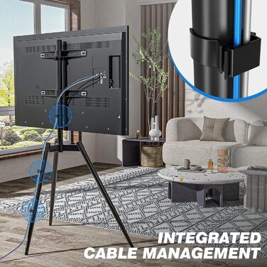 RFIVER Adjustable TV Stand with Swivel Base - Fits 32-65 Inch TVs (VESA 400x400mm, 35kg)