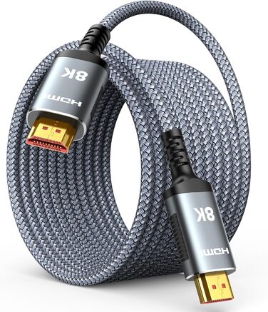 HDMI кабель Highwings 10 метрів, 8K, HDMI 2.1, 48Gbps, Ultra Highspeed, HDR10, eARC, DTS:X, 3D, HDCP 2.2/2.3, сумісний з PS5/4/3, HDTV, Blu-ray, монітор