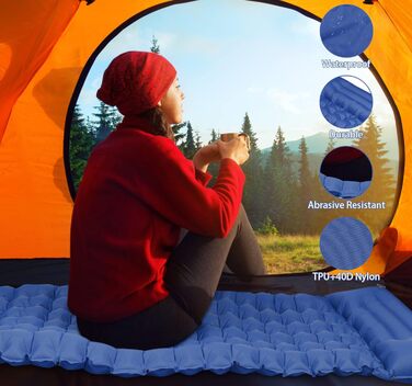 Каремат самонадувний Zhiwei Isomatte для кемпінгу та відпочинку на природі. Ultraleicht, товстий, з помпою та подушкою. Підходить для намету, трекінгу, пляжу, подорожей та хати.