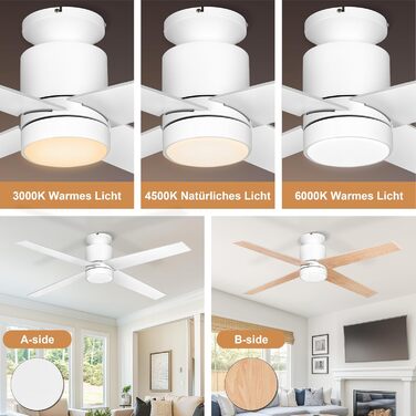 Стеляний вентилятор Ohniyou з підсвіткою та пультом дистанційного керування, 96,5 см (38 дюймів), з керуванням через додаток, тихий, з регулюванням яскравості, для спальні, тераси, внутрішнього та зовнішнього використання (білий, сучасний)