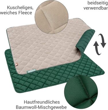 Підстилка для собак Doctor Bark з флісу, двостороння - м'яка та міцна, для великих собак. Можна прати до 95°C. Якісна підстилка для дому та вулиці (XL - 120x100 см, Бежевий/Зелений)