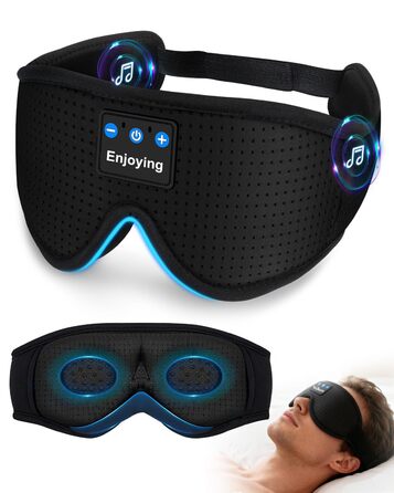 Маска для сну з Bluetooth навушниками 3D, чорна. Блокує світло, з мікрофоном, для сну та подорожей, унісекс.
