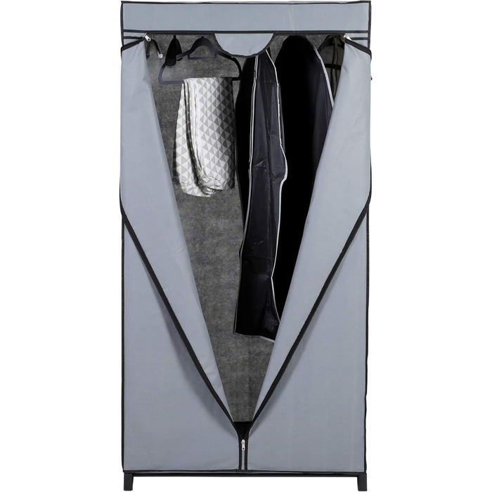axentia Wardrobe, approx. 75 x 150 x 50 cm, Grey-Black