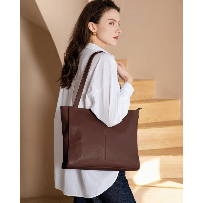 Сумка жіноча шкіряна befen Shopper A-кава з відділенням для ноутбука 14