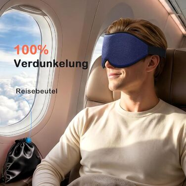 Маска для сну Innelo 3D, 100% затемнення, блакитна - для жінок та чоловіків, зручна, з мішком для подорожей