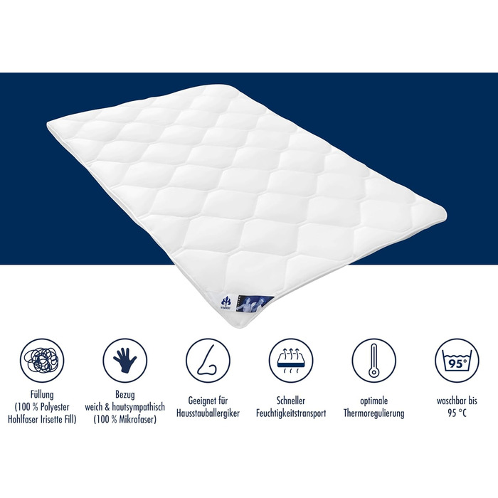 Irisette Edition Steppbett, 4-Seasons Duvet, 135 x 200 cm, white, Öko-Tex certified, Made in Germany