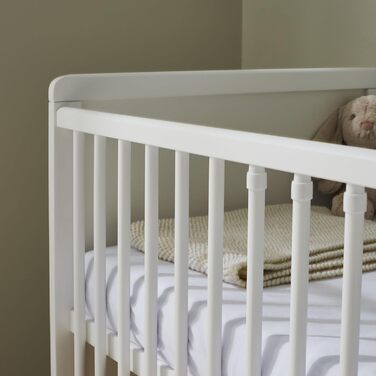 Convertible Baby Bed with Mattress, Toddler Bed, Crib, Bedside Sleeper, 60x120, Fall Protection, Baby, Toddler, Children's Bed, Complete Set, Height Adjustable & Removable Slats, Wood in White, 60 x 120 cm + Mattress White