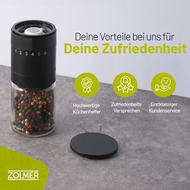 Набір з 2 перцемолок з керамічним механізмом та 6-ступеневим регулюванням – великі соляні та перцеві млини, чорний матовий, ручні, регульовані та з можливістю поповнення. Багатофункціональні