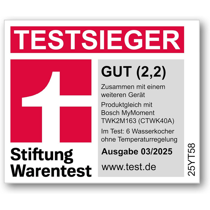 Електричний чайник Bosch MyMoment TWK2M164 з автоматичним відключенням, захистом від перегріву, показом кількості чашок, знімним фільтром від накипу, захистом від сухого кип'яття, функцією зупинки пари, об'єм 1,7 л, потужність 2400 Вт, матовий червоний