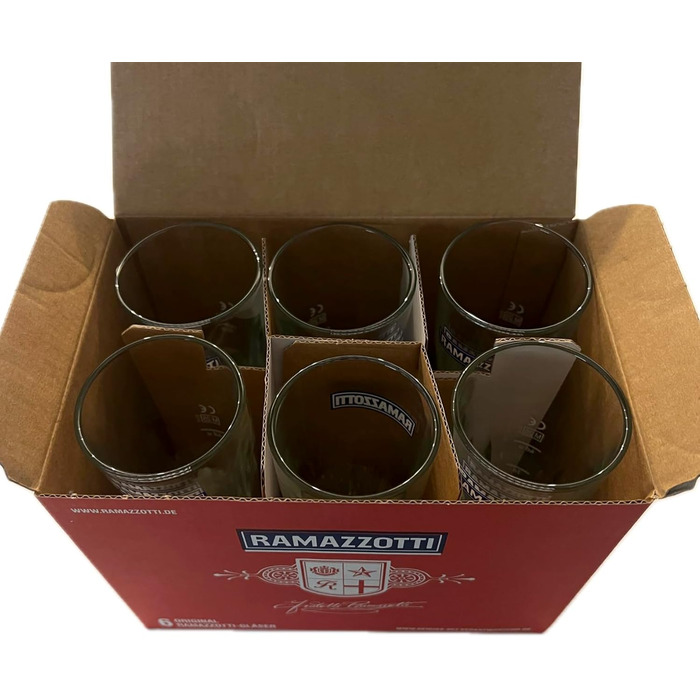 6 x Ramazzotti Liqueur Glasses, Herbal Liqueur, Long Drinks, Cocktails