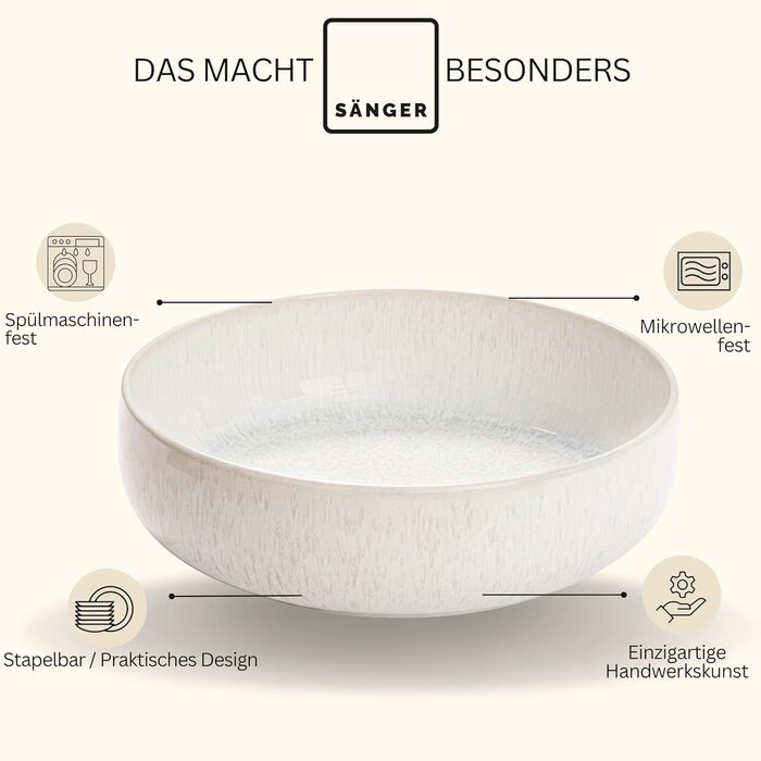 Набір кавових чашок з блюдцем Sänger 8 шт. (4 персони), 160 мл, кераміка, кремовий колір, текстурована внутрішня поверхня, PREMIUM COLLECTION (сервіруюча тарілка 1 шт.)