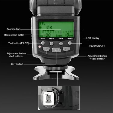 Спалах Meike MK430 TTL для Nikon: сумісний з D7100, D5300, D5200, D3500, D3100, D600, D800, D3200, D90, D80, D300, D7500, D780 та інші моделі