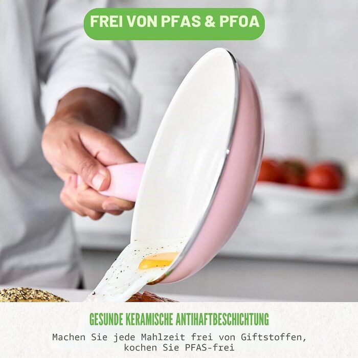 Набір кухонного посуду GreenLife Soft Grip з керамічним антипригарним покриттям, 18 предметів, без PFAS, рожевий (Soft Pink)