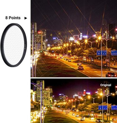 Фільтр JJC Glas-Stern 62mm (4/6/8 променів) для Sony A7/A7C/A7R/A7S/A9 + об'єктив Sony FE 90mm F2.8 Macro G OSS та інші об'єктиви з різьбою 62mm