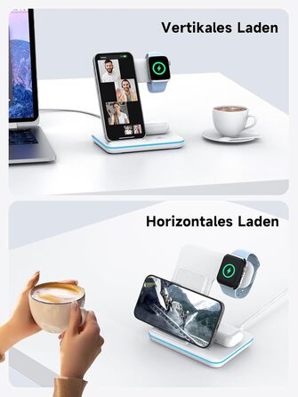 Бездротова зарядка 3-в-1 для Apple iPhone, Apple Watch та AirPods (біла)