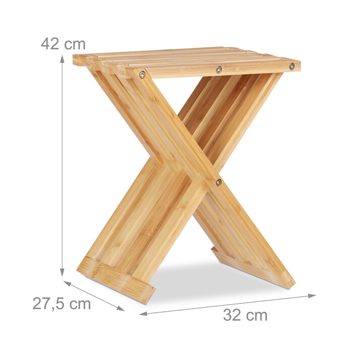 Relaxdays Bamboo Folding Stool