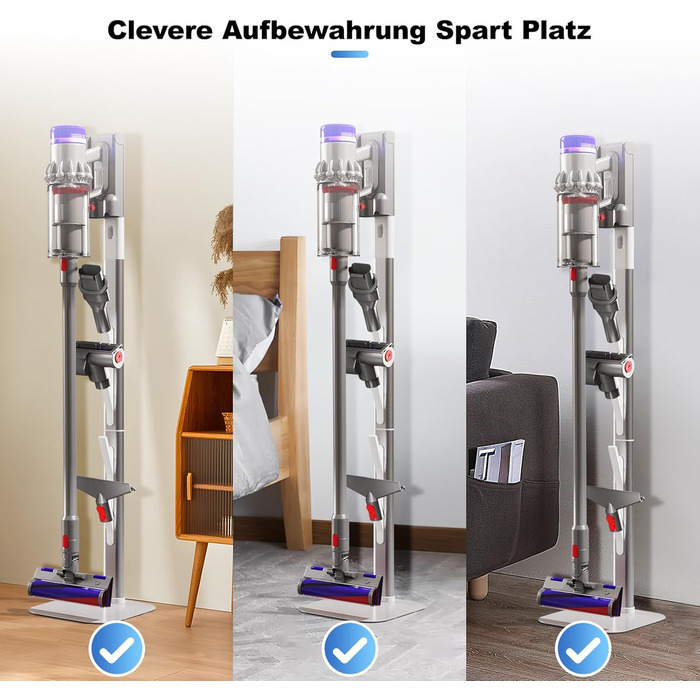 Підставка для пилососів Dyson V7, V8, V10, V11, V15, G5, V12slim, CISSIYOG, з 4 гачками, без свердління, для зберігання пилососа та аксесуарів, приховане кабельне рішення