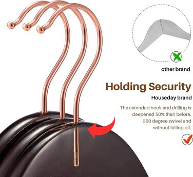 Дерев'яні вішалки для одягу HOUSE DAY, 20 шт. - для костюмів, з антиковзким покриттям, поворотний гачок рожевого золота