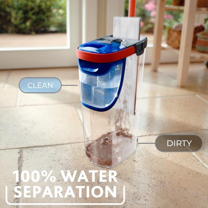 Vileda H2PrO Floor Wiper | 100% Separation of Clean and Dirty Water | Water-Saving Design | One-Hand Operation | Compact Storage | Ergonomic Handle | Microfiber | Eco-Packaging