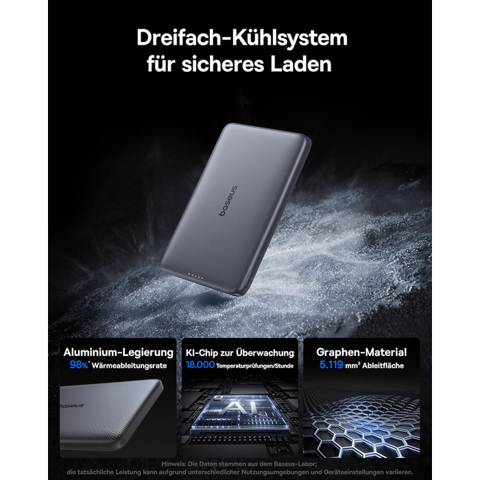 Power Bank Baseus Picogo AM41: 10000mAh, Qi2 Magsafe, 27W PD, бездротова зарядка 15W, USB-C, для iPhone 17/16/15/14/13/12, Space Gray