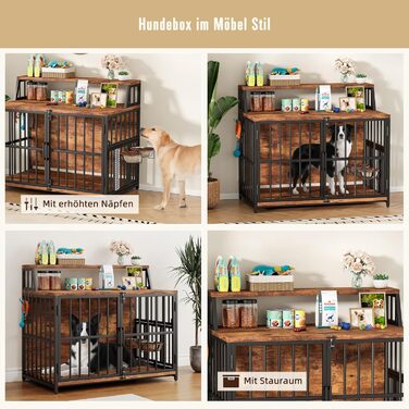 Будка для собак з дерева, 100x60x85 см, з годівницями, для собак до 35 кг, в стилі меблів