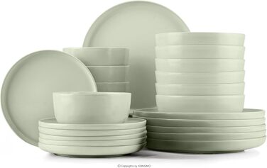 Набір посуду Konsimo VICTO для 6 осіб: 18-ти частинний сервіз з тарілок з кераміки, зелений матовий