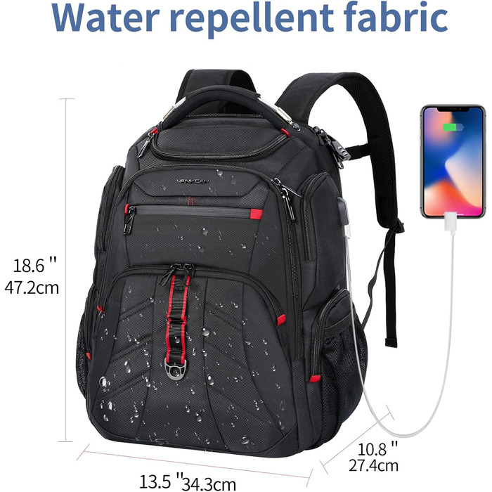 VANKEAN 17-inch extra large laptop backpack (travel backpack)