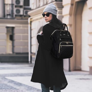 Жіночий рюкзак з відділом для ноутбука 15.6 дюймів, шкільний рюкзак для дівчаток та підлітків, сумка для університету, робочий рюкзак, подарунок для жінок, водонепроникний, чорний S41-x