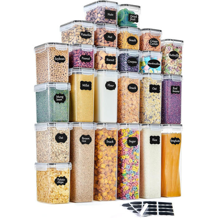 Набір контейнерів для зберігання GoMaihe (25 шт.) - герметичні бокси для продуктів, чорні