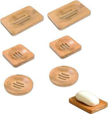 6 шт. мильниця з бамбука, дерев'яна ручна мильниця, мильниця з натурального бамбука, підходить для ванної кімнати, для зберігання мила (колір: коричневий)