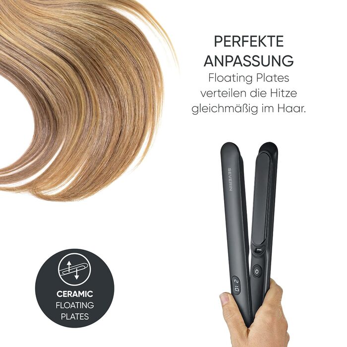 Severin випрямляч для волосся HG 0622 Mattschwarz: керамічне покриття, іонізація, 130-230°C