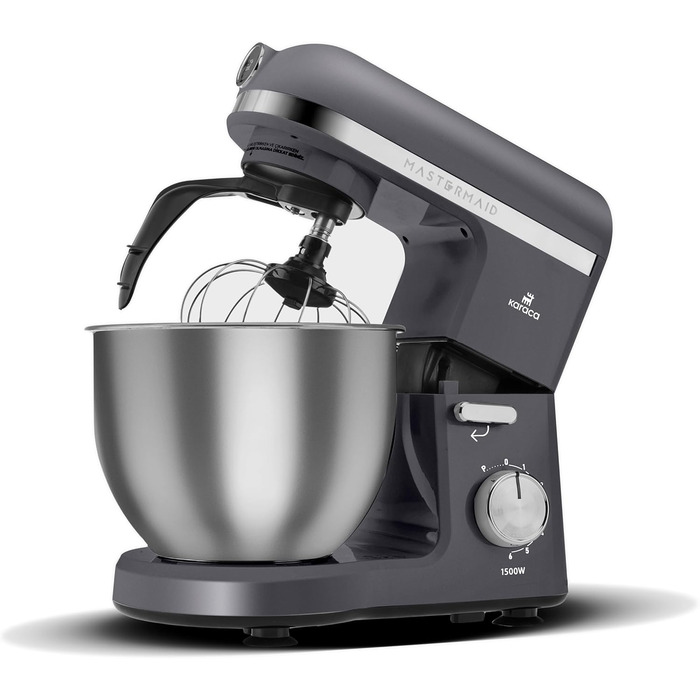 Кухонний комбайн Karaca Mastermaid Chef Pro 1500 Вт, 5 л, подвійний важіль, планетарний міксер, 6 швидкостей, глянцевий крем, насадки для замісу та збивання
