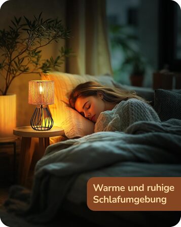 EDISHINE Настільна лампа, сучасний індустріальний дизайн, цоколь E14, вінтажна, для спальні/вітальні, бежево-чорна (тканинний кабель + чорний)