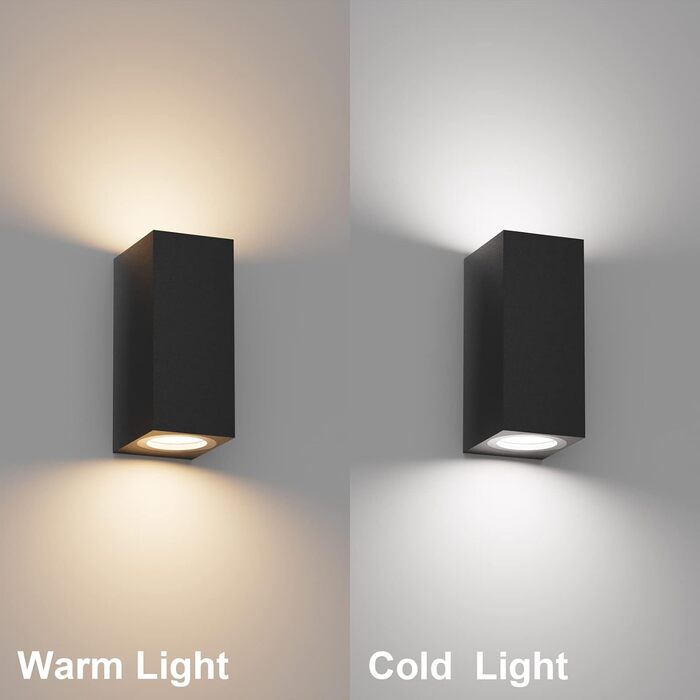 Настінні світильники Klighten 2 шт. Водостійкі, IP65, сучасний дизайн, алюміній, для вулиці та дому, GU10, чорний