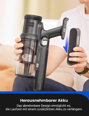 Бездротовий пилосос Proscenic P11 з функцією миття підлоги, 45KPA, 550W, 60хв, сірий