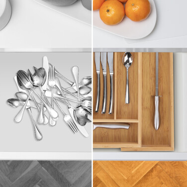 Relaxdays Bamboo Cutlery Box, Extendable