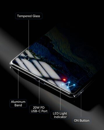 Power Bank MagSafe Ultra Slim 5000mAh, 6.9mm, PD20W - для iPhone, захисне скло Multicolor