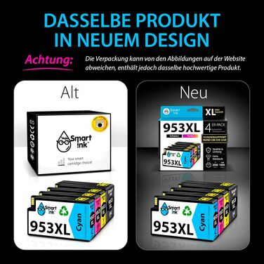 Комплект картриджів Smart Ink для HP 953XL (чорний, блакитний, пурпуровий, жовтий) з чипом для Officejet Pro 7720, 7730, 7740, 8210, 8218, 8710, 8715, 8718, 8720