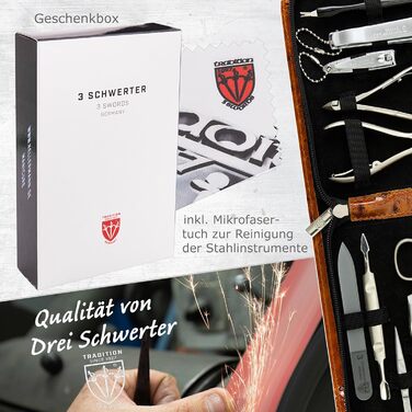 Набір для манікюру та педикюру 'Firenze' 12 предметів | Якісний кейс для догляду за нігтями з екошкіри. Колір: Бордовий | Вміст: ножиці для нігтів, кусачки, пінцет та багато іншого.