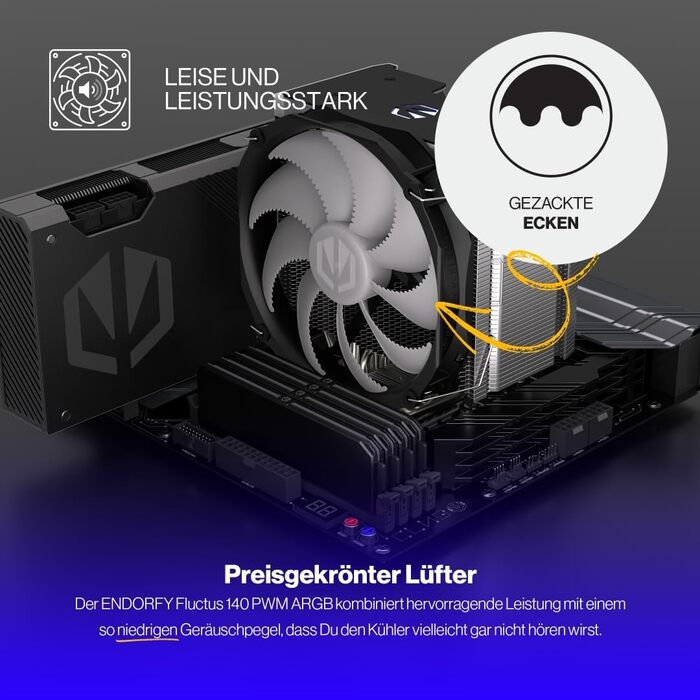 Система охолодження CPU Endorfy Fortis 5 ARGB: підтримка AM4, AM5, LGA1200, LGA1700, 140 мм та 120 мм вентилятори, semi-пасивний режим