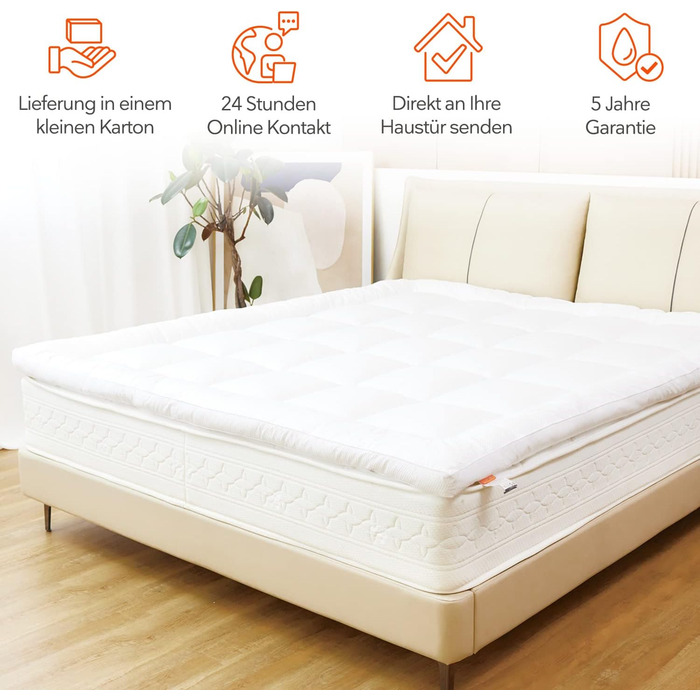 Sweetnight 3D Ultra Soft Mattress Topper Microfibre Polyester Durable Breathable Mattress Pad Mattress Topper Super Soft Fluffy Mattress Cover 120 x 190 x 6 cm White