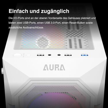 Корпус для ПК Gamdias Aura GC1 Elite WH ARGB: Midi-Tower з 4 ARGB-вентиляторами, сітчаста передня панель, скло, підтримка синхронізації материнської плати, чорний