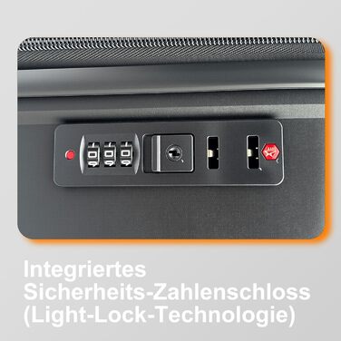 Чемодан Ribelli Handgepäck, 70L, з жорстким корпусом, на 4 колесах, з TSA-замком, телескопічний ручка, L-XL-XXL комплект (03201-чорний, L (50л))