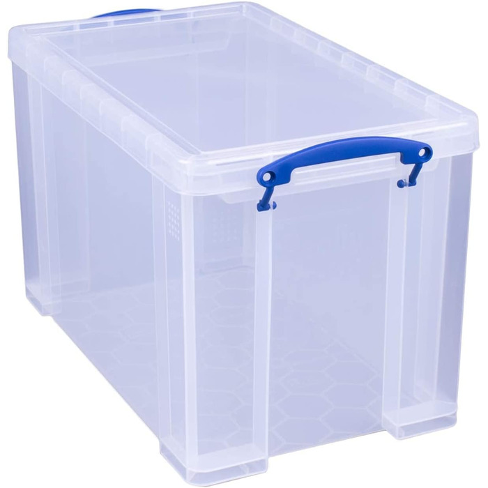 Really Useful Plastic Storage Box, lightweight, robust, stackable, 24 Liters, 290 x 465 x 270 mm, transparent